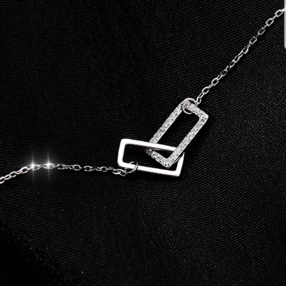 New 925 sterling silver shiny rectangle necklace! - Picture 2 of 5